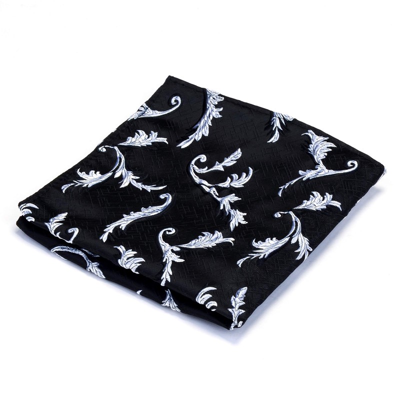 Gusleson Big Silk White Bowtie and Pocket Square Cufflink Flora