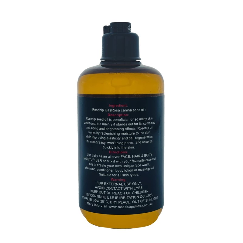 Organic Rosehip Oil Cold Pressed 100% Pure Natural Virgin Rose