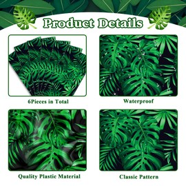 LJ 6 Pcs Plastic Hawaiian Leaf Table Runners 14" x 108" Hawaiian Leaf Party Decoration Hawaiian Leaf Theme Birthday Party Supplies Disposable Table Runner for Hawaiian Leaf Table Decor