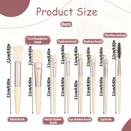 8 Sets 8pcs Travel Makeup Brush Set Bulk Mini Makeup Brush Kit with PU Leather Bag, Portable Make up Brushes Bag for Bridesmaid Gift Bachelorette Party Wedding Bridal Shower