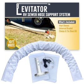 LEVITATOR - RV Sewer Hose Support System | Flexible Elevated Design Compatible with Any Standard 15-Ft RV Sewer Hose | Complete Kit for Hose Protection and Improved Flow on Any Terrain | White