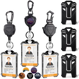 3 Pack Retractable Keychain, Heavy-Duty ID Holders with Retractable Badge Reels,Cool Badge Holder wtih 31.5” Steel Retractable Cord, 8.0 oz