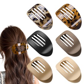 Meriviva 6 PCS Flat Hair Clips for Women, Curved Design Flat Claw Clip Strong Hold Hair Clips for Thin and Thick Hair, Hair Accessories for Women