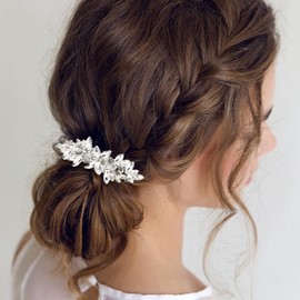 VOCOSTE Rhinestone Hair Clips, Flower Hair Barrettes, French Hairpins, Hair Clip, Sparkle Valentines Wedding Prom Accessories for Women Girls, Silver Tone