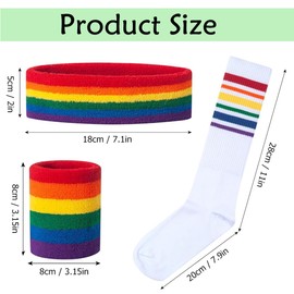 SamHeng Gestreifte Schweißband Handgelenk und Socken Kit, 5 Stück Schweiß Absorbierendes Sport Stirnband Handgelenkbänder Sportliche Socken für Herren Damen Gym Tennis Fußball Basketball Läuft (A)