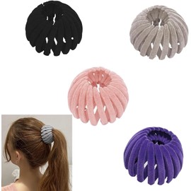 WADY Coleta de Caballo Pinzas, 4 Pinzas para el Pelo Con Forma de Nido de Pájaro Hair Bun Clip, Pinzas para el Cabello para Mujeres, Bird Nest Pinza Extensible Regalo Perfecto para Mujeres(C-4)