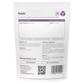 Life Essentials Reishi Mushroom Capsules 400mg - Premium Mushroom Extract Supplement - 60 Reishi Capsules for Immune Support & Stress Relief