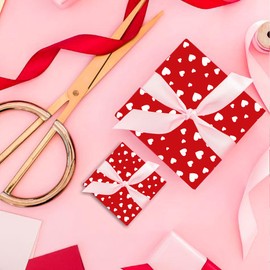 GLKTOPO 12 Sheets Valentine's Day Hearts Gift Wrapping Paper 20 x 27 inches Red Love Heart Pattern Design Party Gift Box Outside Paper for Birthday, Holiday, Wedding, Baby Shower, Anniversary