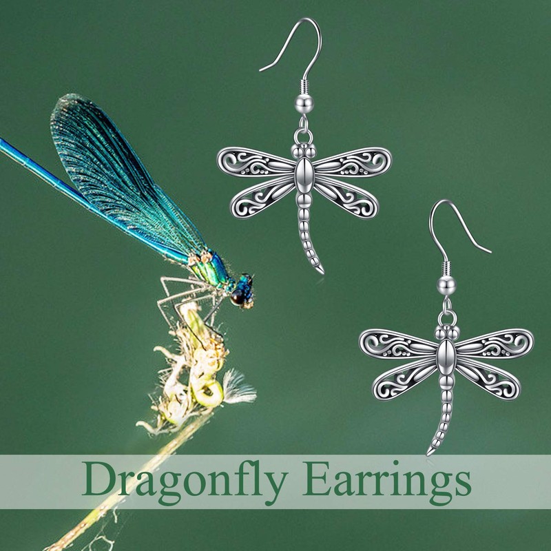 ONEFINITY Sterling Silver Dragonfly Dangle Drop Earrings - Dragonfly Jewelry