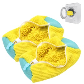 Pack of 2 Laundry Net Shoes, Shoe Wash Bag Washing Machine, Shoe Bag Washing Machine with Zip, Shoe Wash Bag with 360° Cleaning Fluff, Increased Inner Friction, for Trainers, Socks, d'Alene to