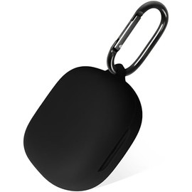 Geiomoo Silicone Case for SHOKZ OpenFit 2, Soft Flexible Scratch Resistant Protective Cover with Carabiner (Black)
