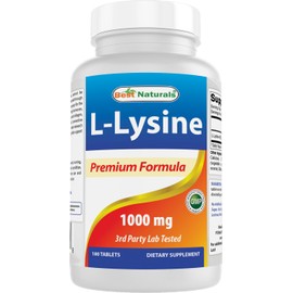 Best Naturals L-Lysine 1000mg 180 Tablets - Double Strength Lysine for stronger immune health & cold sores