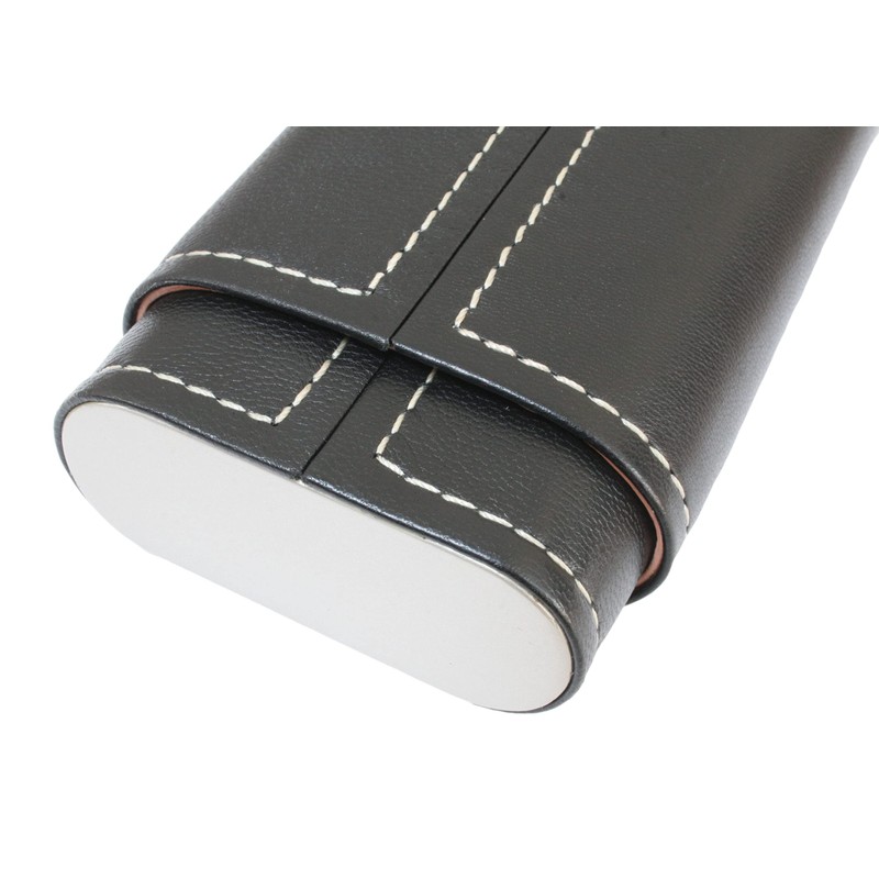 Greyhound Cigar Tube Leather Covered Black Case With Cedar Lining