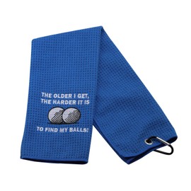 Funny Golf Towel Gift The Older I Get The Harder It is to Find My Balls Golf Towel with Clip (Find My Balls)