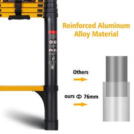 SINMEIRUN 12.5FT Telescoping Ladder, Portable Extension Folding Ladder, Multi-Purpose Compact Telescopic Ladder for Household or Outdoor Work, 330lbs Max Capacity