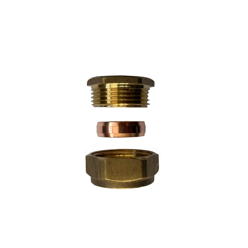 WRAS 22mm Brass Compression Stop End Blank Cap for Copper