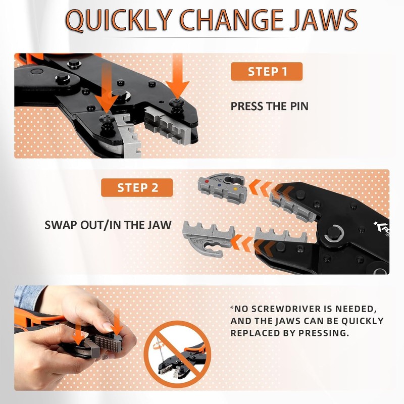 KF CPTEC Ratcheting Crimping Tool Kit 5PCS - Quick-Change Jaws