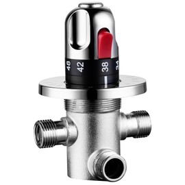 CIENCIA CTM505 Brass Thermostatic Mixing Valve G1/2 Inch Hot Water 3 Way Diverter Valve for Shower Chrome