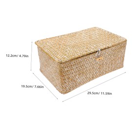 ABOOFAN Bamboo Woven Storage Basket with Lid Natural Bamboo Organizer for Closet Bedroom Room Stylish Utility Box for Home Decor