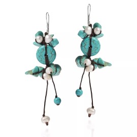 AeraVida Nice Handmade Turquoise Pearl .925 Silver Earrings
