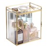 Glass Perfume Organizer Case Gold Cologne Holder with Vanity Tray