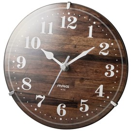 MAG W-731BR-Z Table Clock, Radio, Analog, Interior, Night Second Hand Stop Function, Can Be Used as a Stand, Spherical Glass, Wood Grain Tone, Brown