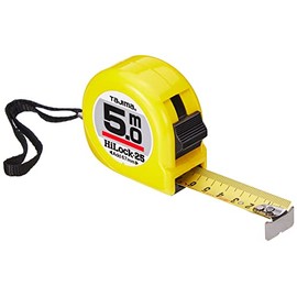 Tajima H5P50MYD Hi Lock Tape Measure (Length 5 m, Width 25 mm, ABS Housing, Coated Steel Tape Measure, Retraction Shock-Absorbed, with Hand Strap)