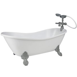 Sophia's Classic White Clawfoot Bathtub with Handheld Shower Head and Faucet Furniture Set for 18" Dolls, White/Silver