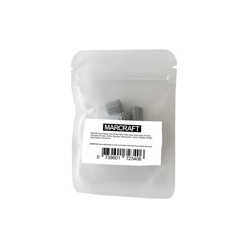 Marcraft Grey Plastic Tyre Wheel Alloy Valve Caps Dust Caps