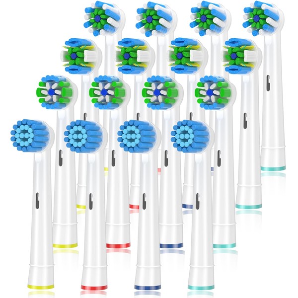 Replacement Toothbrush Heads Compatible with Braun Oral b 7000/Pro 1000/9600/ 5000/3000/8000/Genius and Smart Electric Toothbrush, 16 Pcs (White)