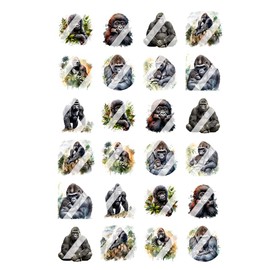 Gorilla Nail Art Decals - Waterslide Nail Decals (Adult Small 0.3" inches)