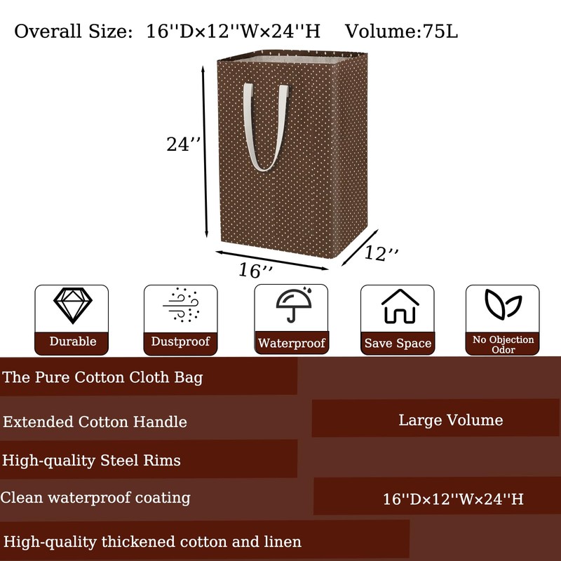 Waterproof Laundry Hamper Collapsible Laundry Basket Leather Handle Laundry Bag