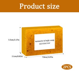 2pcs Lemon Turmeric and Kojic Acid Soap Bar, 100G, Turmeric Soap Bath Cleansing Soap, Natural Ingredients Containing Lemon and Vitamin E, Brightening and Restoring Skin Vitality