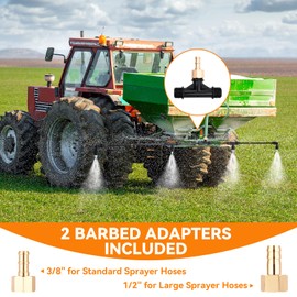 4-Nozzle Sprayer Boom Wand with 3/8" & 1/2'' Brass Fittings, Durable Metal Nozzles, Wide-Coverage Agricultural & Lawn Spray Attachment for Tractors/UTVs