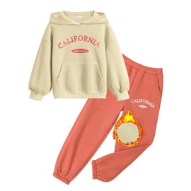 Arshiner Kids 2 Piece Outfits Girls Letter Print Long Sleeve Fashion Sweatshirts and Sweatpants Tracksuits Sets 11-12 Years