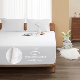 Sunflower California King Fitted Sheet, 1-Piece Extra Deep Pocket Fitted Bottom Sheet 22", 100% Cotton Sateen Soft Breathable, White