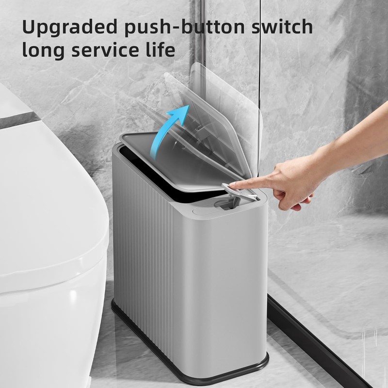 SUBEKYU Bathroom Trash Can with lid,3.5 Gal Small Kitchen Garbage