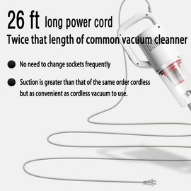 KEROMEE Stick Corded Handheld Vacuum Cleaner 26ft Cord Electric Broom for Pet Hair Hardwood Floor Cat Litter Cleaning