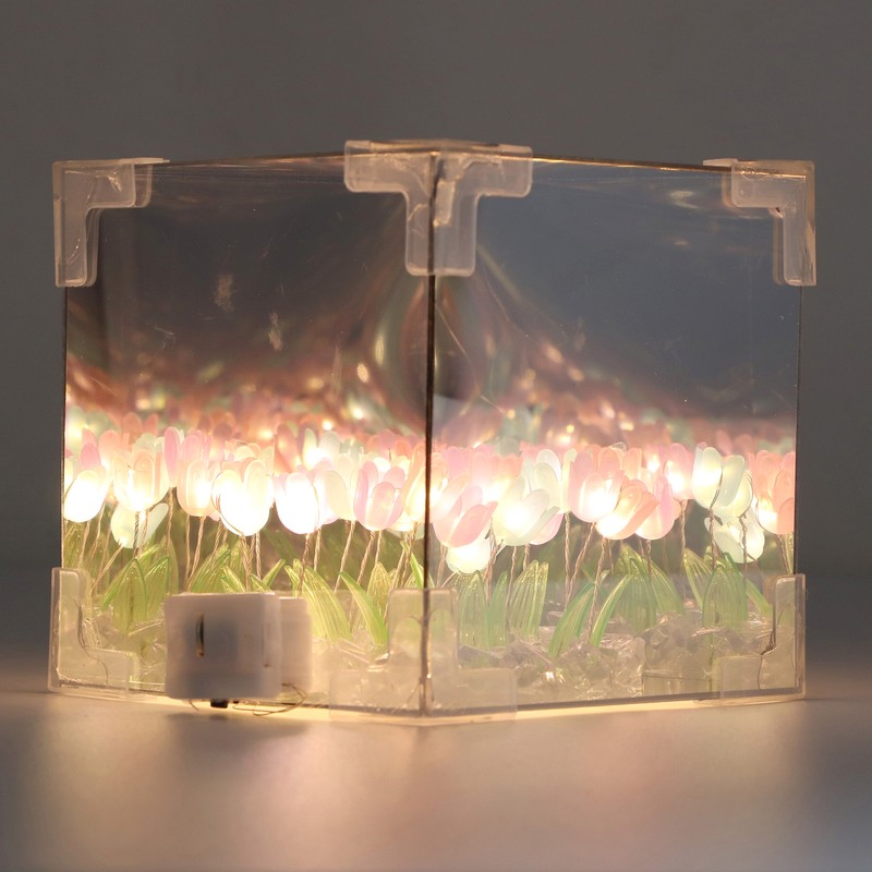 2 in 1 Tulip Cube Mirror Lamp LED Decorative Night