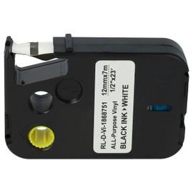 vhbw Label Tape Cassette Compatible with Dymo XTL 300, 500 Label Printers 12mm Black on White, All-Purpose Vinyl