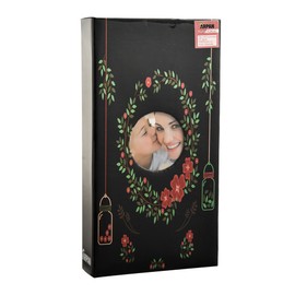 ARPAN 6x4 Designer Photo Album with 300 Pockets, Black Floral, 18x4x33 cm
