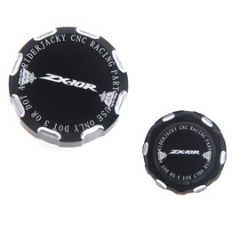 Riderjacky Motorcycle Front & Rear Brake Master Cylinder Fluid Reservoir Cover Oil Cap For Kawasaki ZX-10R NINJA ZX10R From 2009-to 2017 2010 2011 2012 2013 2014 2015 2016 (Black)