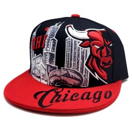 Premium Chicago New Leader Downtown Angry BullHead Bulls Black Red Era Snapback Hat Cap