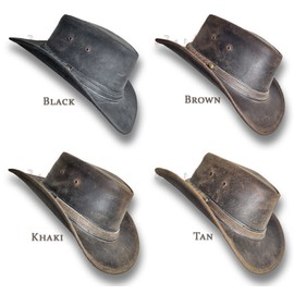 Oztrala HAT Leather Australian Oiled Outback Aussie Western Cowboy Men Women Bushman HL31 Black