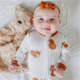 Baby Bow Nylon Headband for Newborn Infant Toddler Baby Girls Hair Bow Elastic Band Accessories (Beige/Pop)