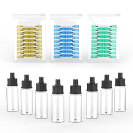Actekart No-Clean Airbrush Accessories Kit - 8-Piece Paint Bottles & 150 Disposable Nozzles (0.2/0.3/0.5mm 50 Each) | Compatible with TK-AB0078 Airbrush