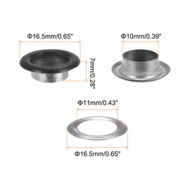 QUARKZMAN Pack of 100 Eyelets 2/5" (10mm) Inner Diameter Metal Eyelets with Washers for Shoes, Leather, Beads, Canvas, Labels, Matte Black