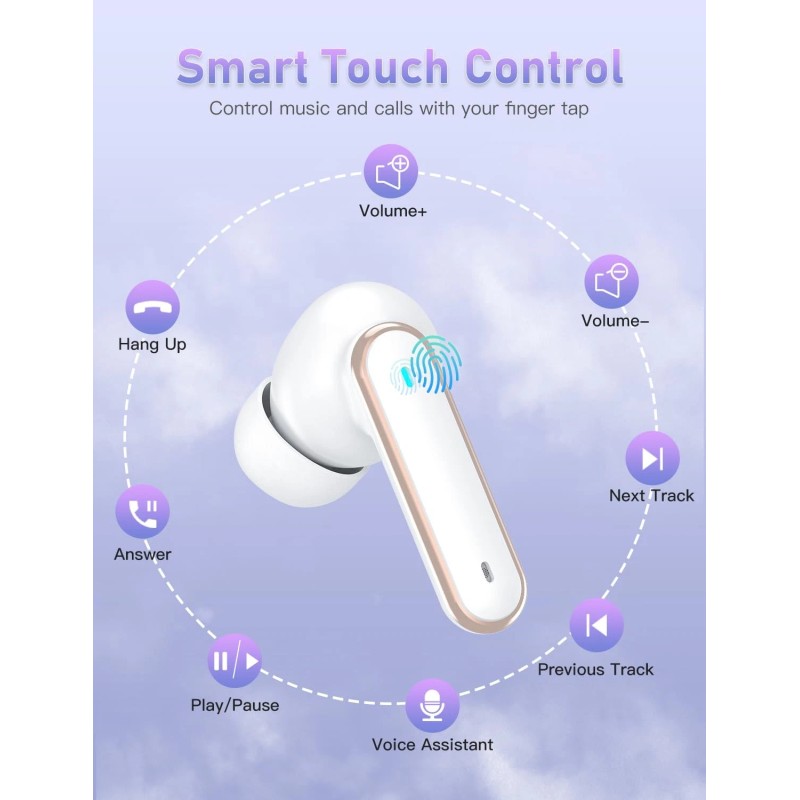 Audifonos Auriculares Inalámbricos Bluetooth 5.4 HiFi Estéreo 30H Audífonos Blancos