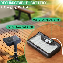 HAARAY Solar Lights Outdoor, Clip On or Wall Mount, Motion Sensor Flood Light, 3 Settings, USB Charging and Solar Powered Fence Lights for Yard, Deck, Gutter, Camping, IP65 Waterproof, 2 Pack