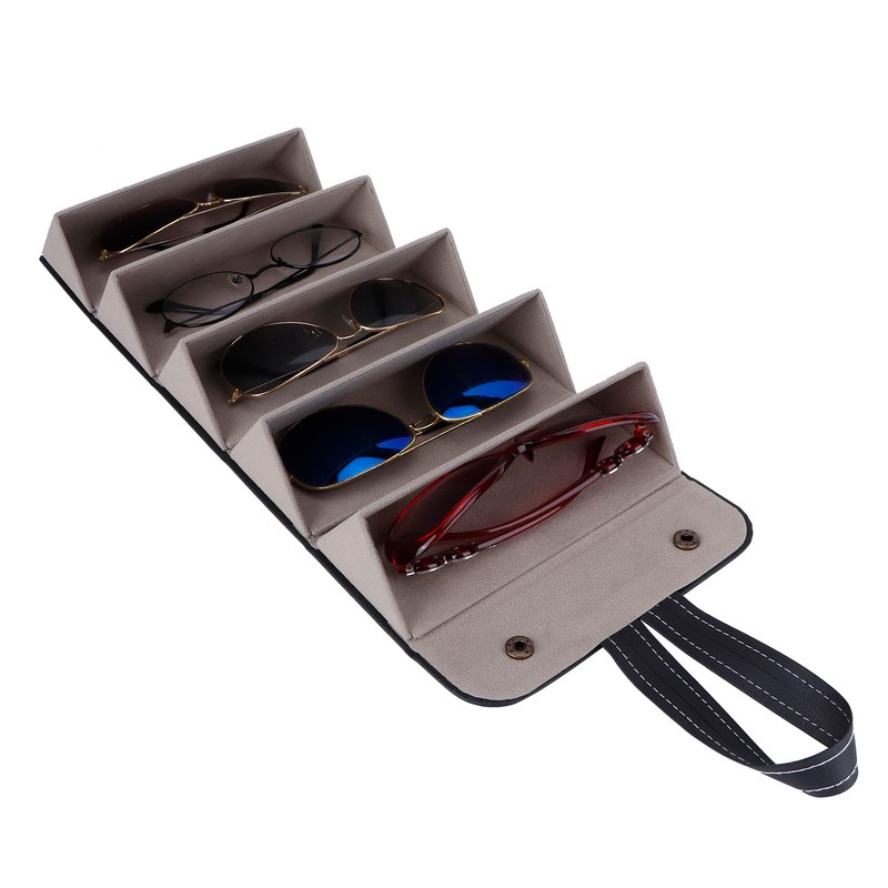 5‑Slot Travel Sunglasses Organizer Eyeglasses Storage Case Box Hanging Glasses